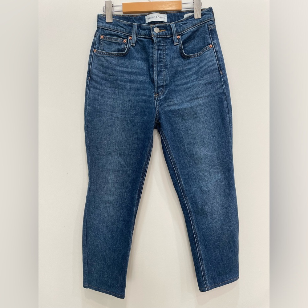 Denim Forum Arlo High Rise Straight Cropped Button Fly Size 27